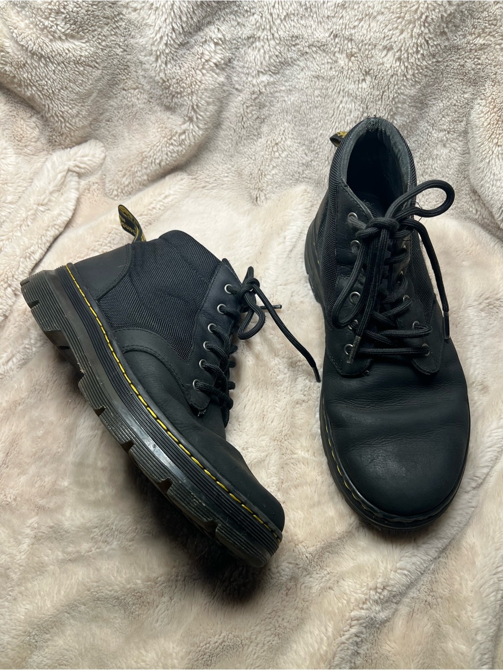 Dr. Martens Bonny II Leather & Nylon Utility Boots Black Men 8 Women 9